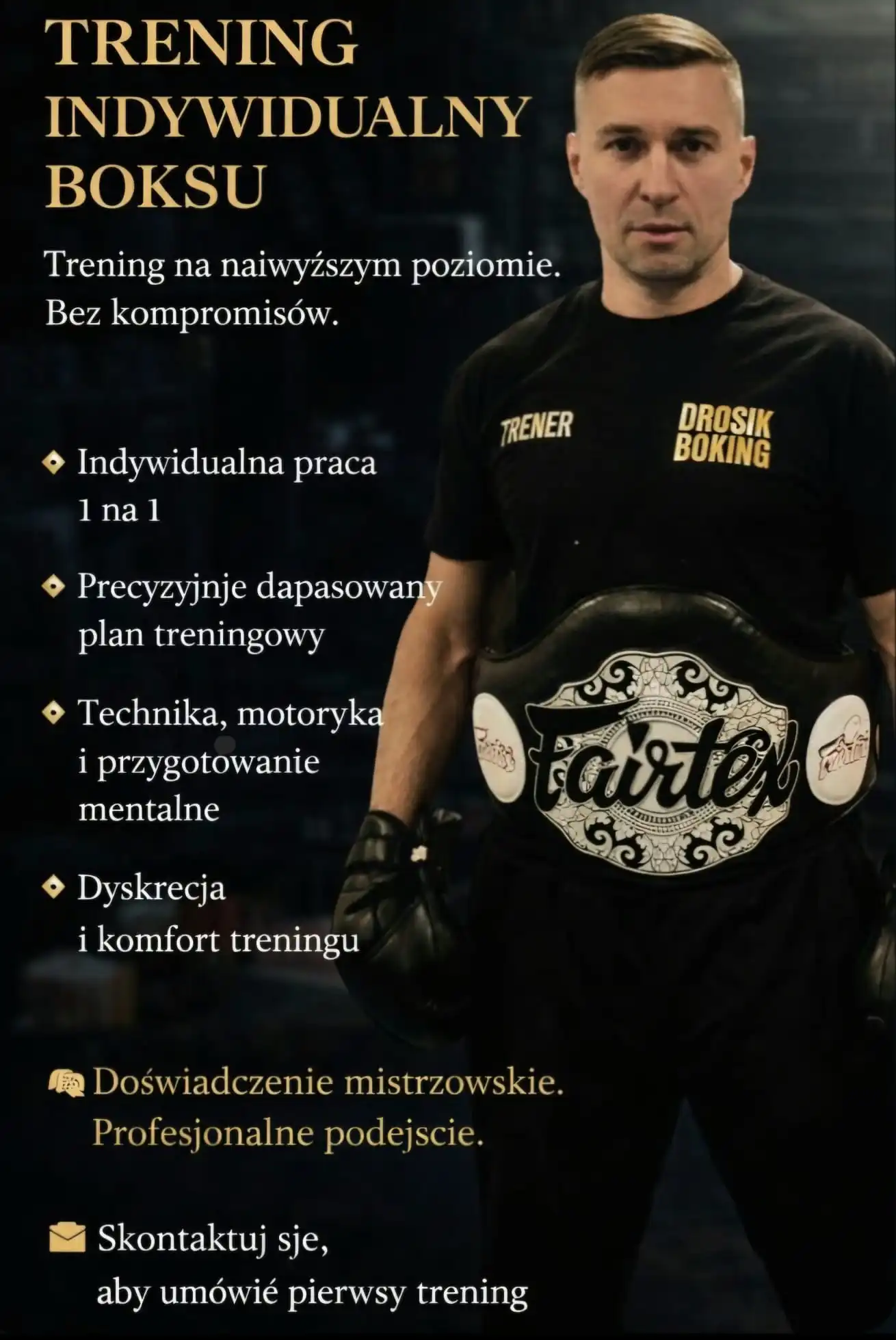 Adrian Drosik z pasem mistrzowskim
